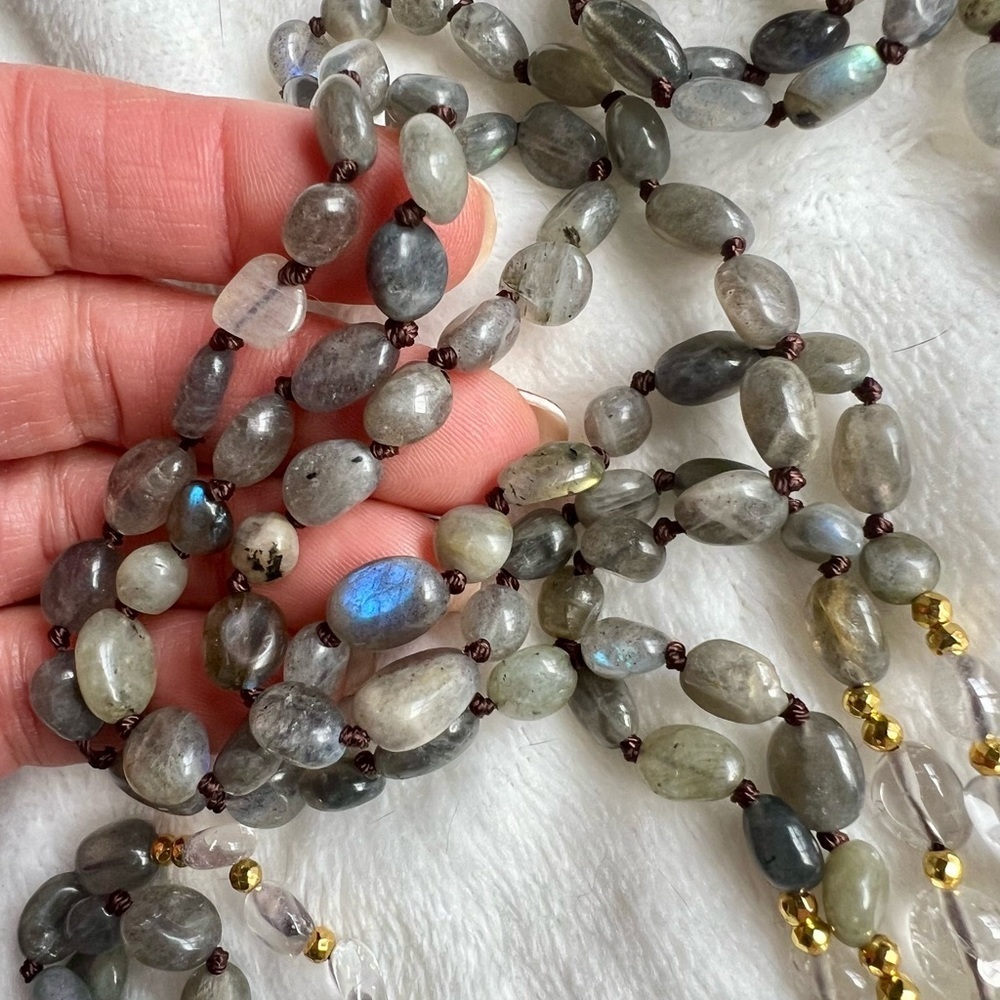 Amazing! DT Power Quartz + Labradorite Mala Necklace - Picture 12 of 12